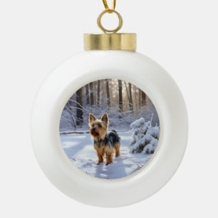 Yorkshire Terrier Let It Snow Christmas Keramik Kugel-Ornament