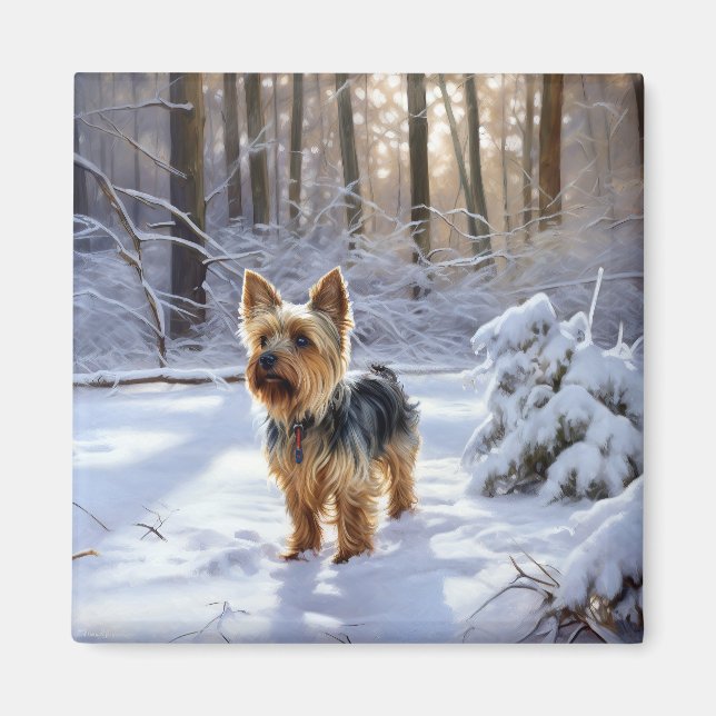 Yorkshire Terrier Let It Snow Christmas Magnet (Vorne)