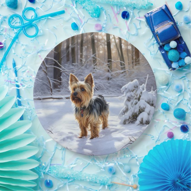 Yorkshire Terrier Let It Snow Christmas Pappteller (Party)
