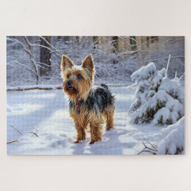 Yorkshire Terrier Let It Snow Christmas Puzzle (Horizontal)