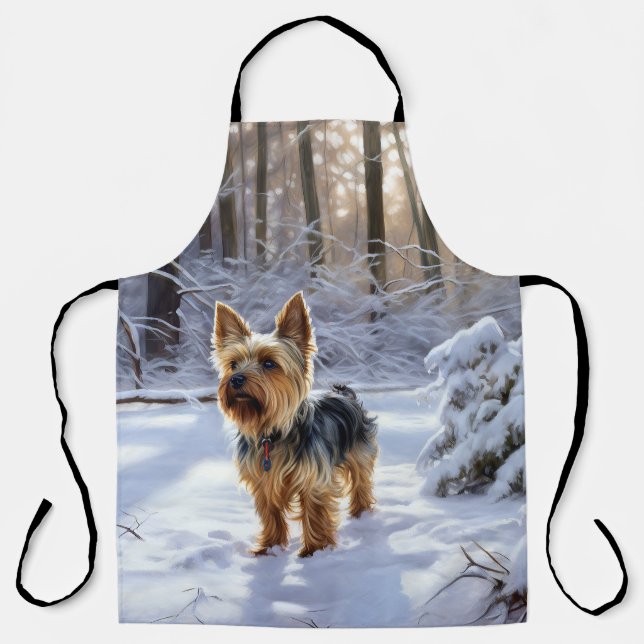 Yorkshire Terrier Let It Snow Christmas Schürze (Vorderseite)