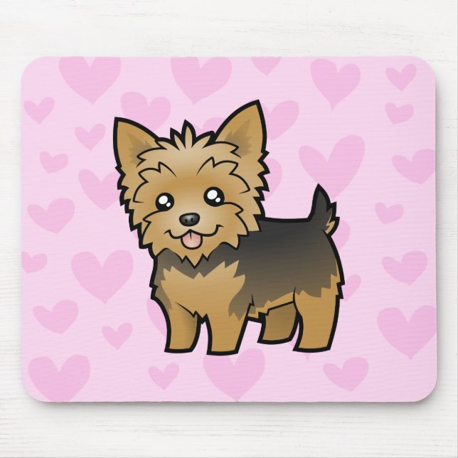Yorkshire-Terrier-Liebe (kurzes Haar kein Bogen) Mousepad (Vorne)