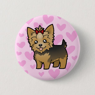Yorkshire-Terrier-Liebe (kurzes Haar mit Bogen) Button