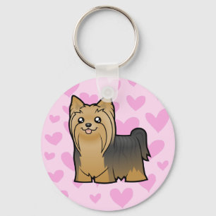 Yorkshire-Terrier-Liebe (langes Haar kein Bogen) Schlüsselanhänger