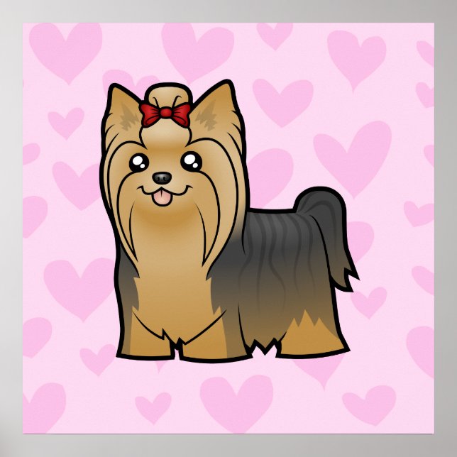 Yorkshire Terrier Liebe (langes Haar mit Bogen) Poster (Vorne)