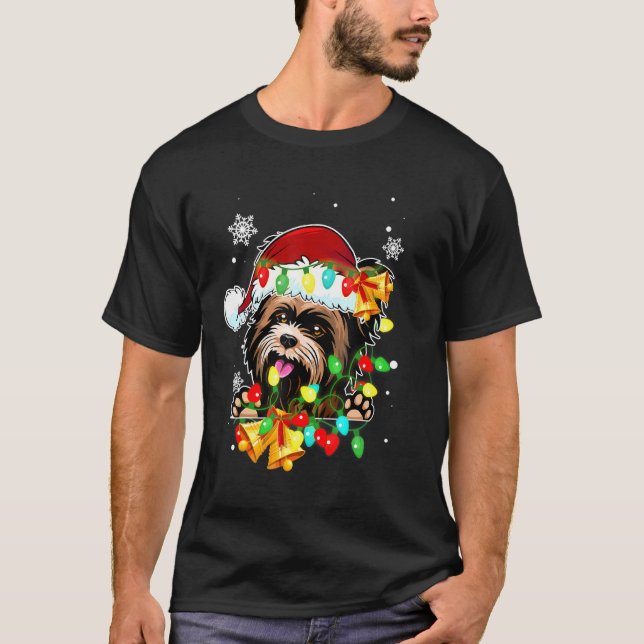 Yorkshire Terrier Lights Xmas Dog T-Shirt (Vorderseite)