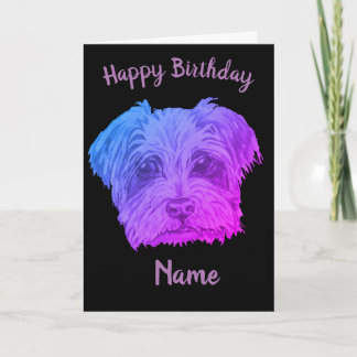 Yorkshire Terrier Lila Black Birthday Karte