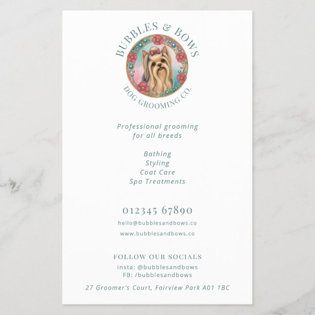Yorkshire Terrier Logo Friseursalon Flyer (Vorne)