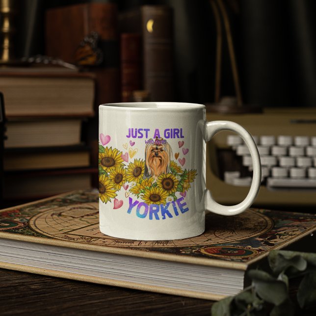 Yorkshire Terrier Lover Sunflower Trainer Floral Kaffeetasse (Von Creator hochgeladen)