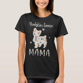 Yorkshire Terrier Mama Floral Dog Mama Liebe T-Shirt