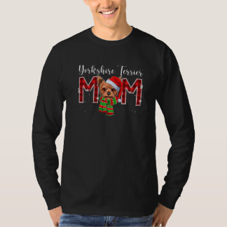 Yorkshire Terrier Mama Santa Kariert Hundemama Wei T-Shirt