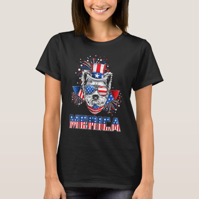 Yorkshire Terrier Merica Feuerwerk 4. Juli Männer T-Shirt (Vorderseite)