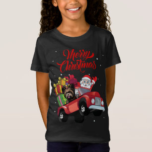 Yorkshire Terrier mit dem Weihnachtsmann in Red Tr T-Shirt
