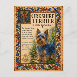 Yorkshire Terrier, mittelalterliche Bestiarien-Kun Postkarte