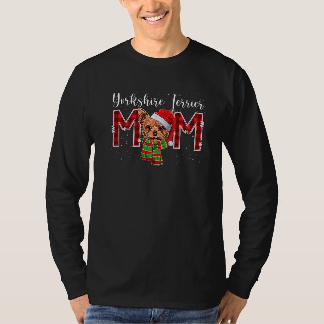 Yorkshire Terrier Mom Santa Plaid Dog Mom  Christm T-Shirt (Vorderseite)