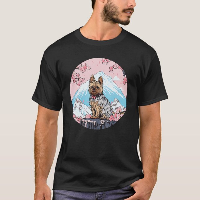 Yorkshire Terrier Mount Fuji Funny Dog Sehenswürdi T-Shirt (Vorderseite)