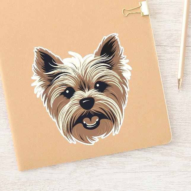 Yorkshire Terrier Niedlich Dog Yorkie Face Contour Aufkleber (Notizbuch)