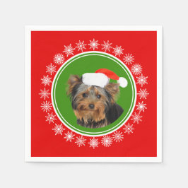 Yorkshire Terrier Niedliche Weihnachtsmannmütze Serviette