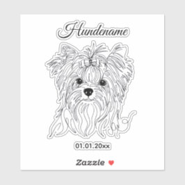 Yorkshire Terrier one line art customizable dog Aufkleber