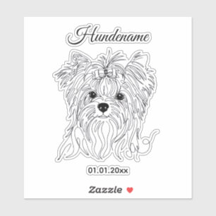 Yorkshire Terrier one line art customizable dog Aufkleber