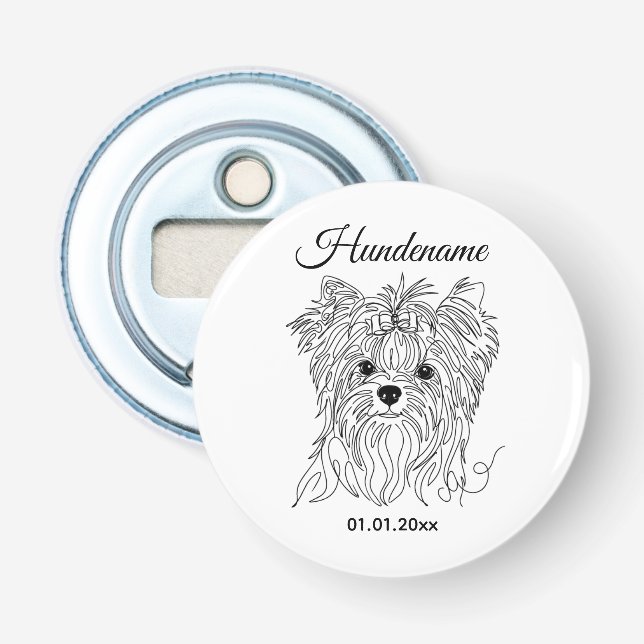 Yorkshire Terrier one line art customizable dog Flaschenöffner (Vorderseite)