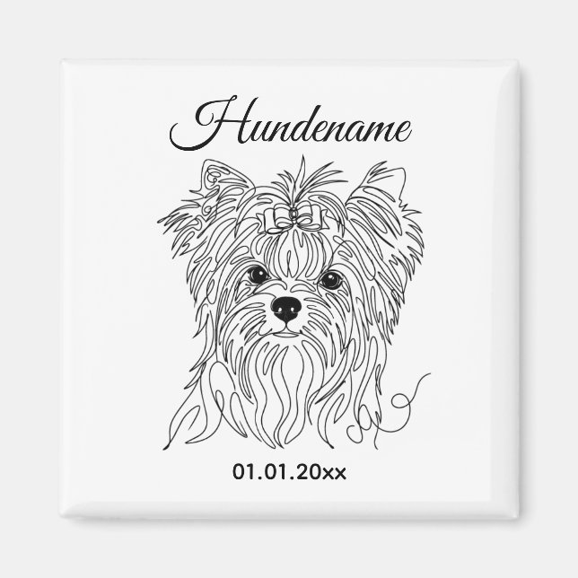 Yorkshire Terrier one line art customizable dog Magnet (Vorne)