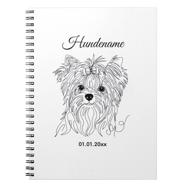 Yorkshire Terrier one line art customizable dog Notizblock (Vorderseite)