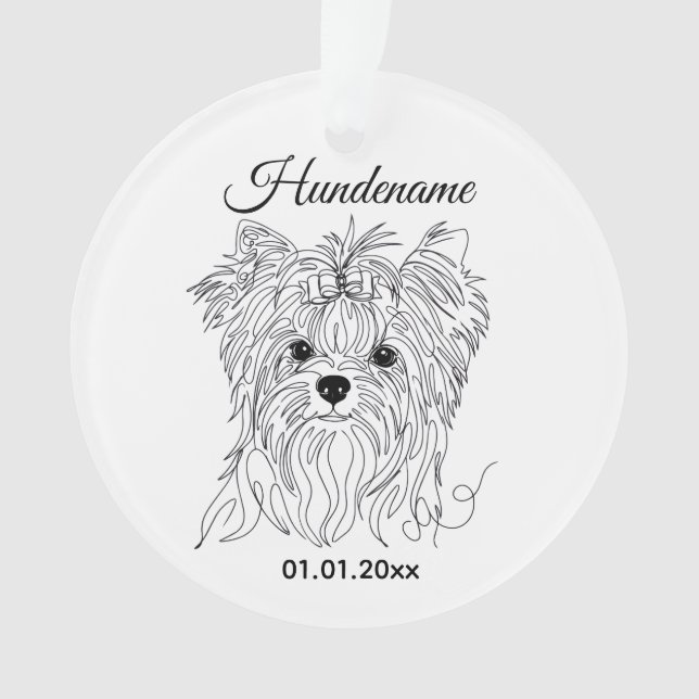 Yorkshire Terrier one line art customizable dog Ornament (Vorderseite)