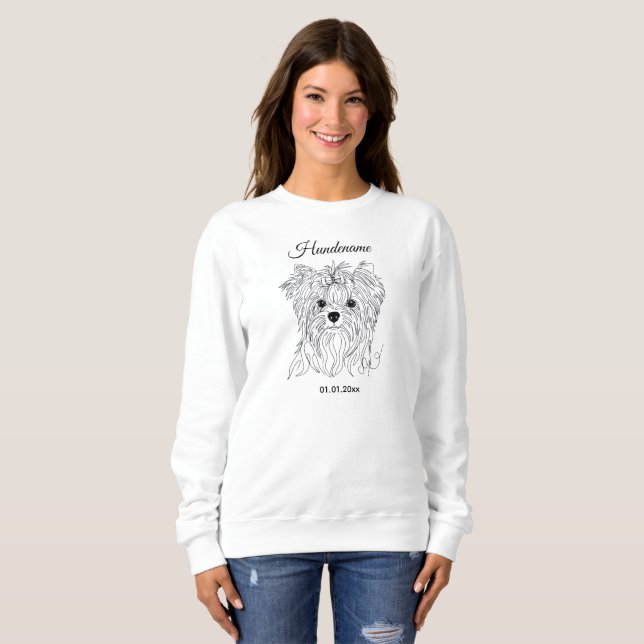 Yorkshire Terrier one line art customizable dog Sweatshirt (Vorne ganz)