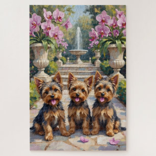 Yorkshire Terrier Orchideengarten Kunst Puzzle