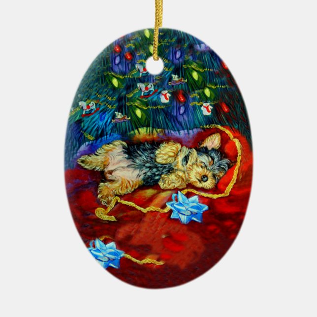 Yorkshire Terrier Oval Ornament (Vorne)