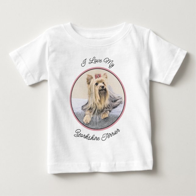Yorkshire Terrier Painting - Niedliche Original Do Baby T-shirt (Vorderseite)