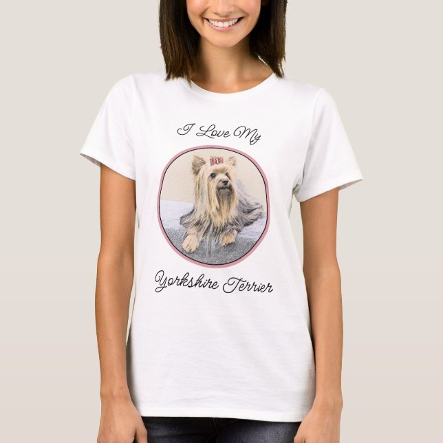 Yorkshire Terrier Painting - Niedliche Original Do T-Shirt (Vorderseite)