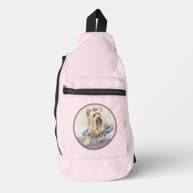 Yorkshire Terrier Painting Niedliche Original Dog  Crossbody Bag (Vorderseite)
