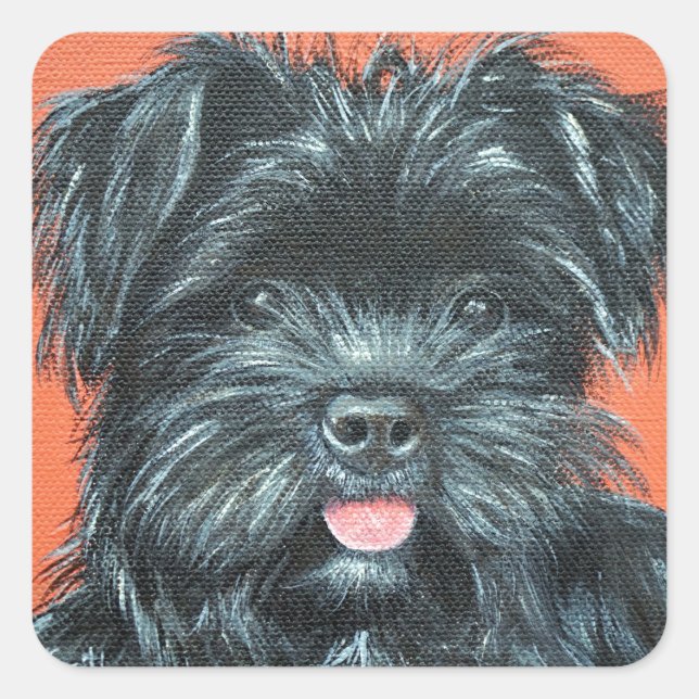 Yorkshire Terrier Painting Quadratischer Aufkleber (Vorderseite)