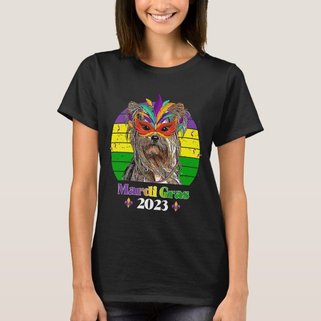 Yorkshire Terrier Party Dog Mardi Gras 2023 T-Shirt (Vorderseite)