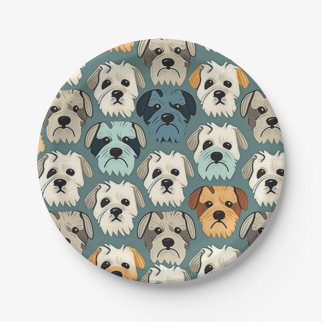 Yorkshire Terrier Pattern Pappteller (Vorderseite)