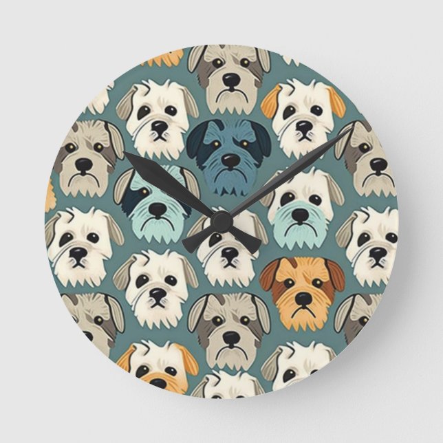 Yorkshire Terrier Pattern Runde Wanduhr (Vorderseite)