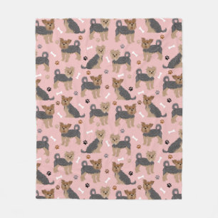 Yorkshire Terrier Paws and Bones Yorkie Dog Fleecedecke