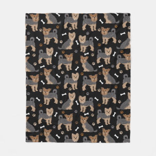 Yorkshire Terrier Paws and Bones Yorkie Dog Fleecedecke