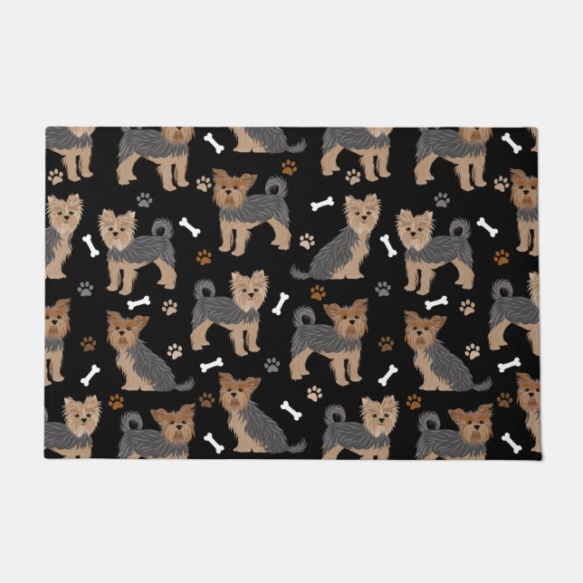 Yorkshire Terrier Paws and Bones Yorkie Dog Fußmatte (Vorderseite)