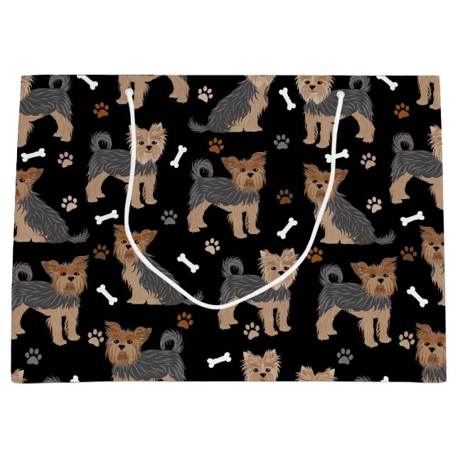 Yorkshire Terrier Paws and Bones Yorkie Dog Große Geschenktüte (Vorderseite)