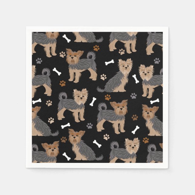 Yorkshire Terrier Paws and Bones Yorkie Dog Serviette (Vorderseite)