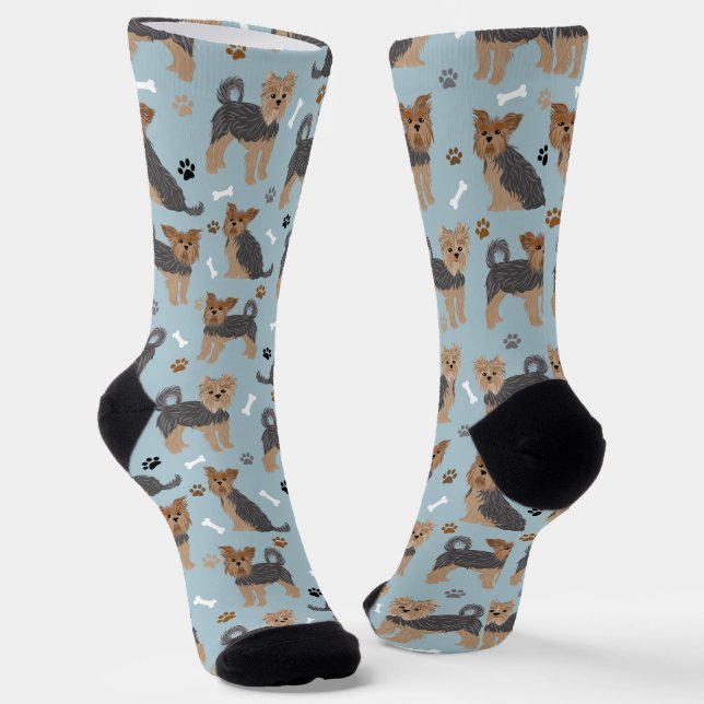 Yorkshire Terrier Paws and Bones Yorkie Dog Socks Socken (Gewinkelt)