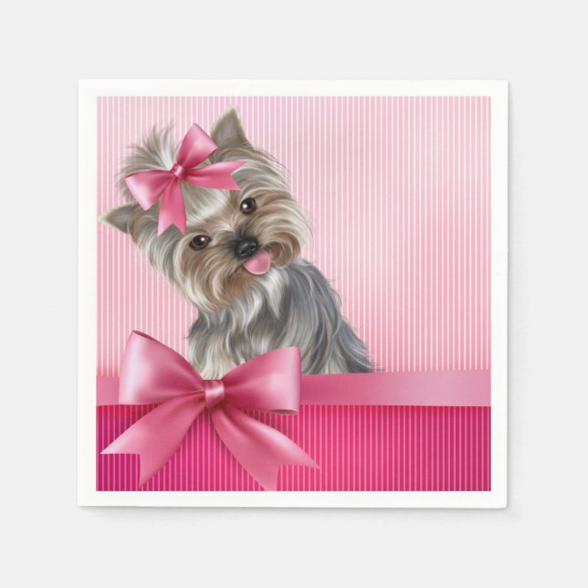 Yorkshire Terrier Pink Princess Yorkie Puppy Dog Serviette (Vorderseite)