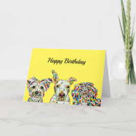 Yorkshire Terrier, Pitbull, Shih Tzu Birthday Card Karte