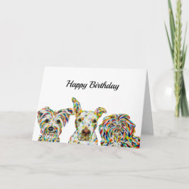 Yorkshire Terrier, Pitbull, Shih Tzu Birthday Card Karte