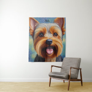 Yorkshire Terrier Pointillism Dog Portrait Wandteppich