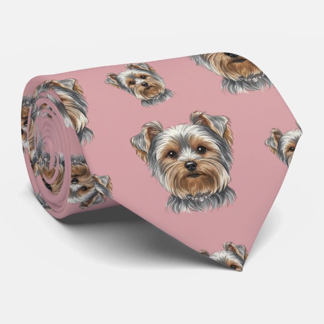 Yorkshire Terrier Portrait Krawatte (Gerollt)