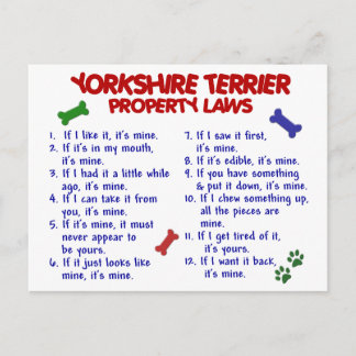 YORKSHIRE TERRIER Property Laws 2 Yorkie Postkarte
